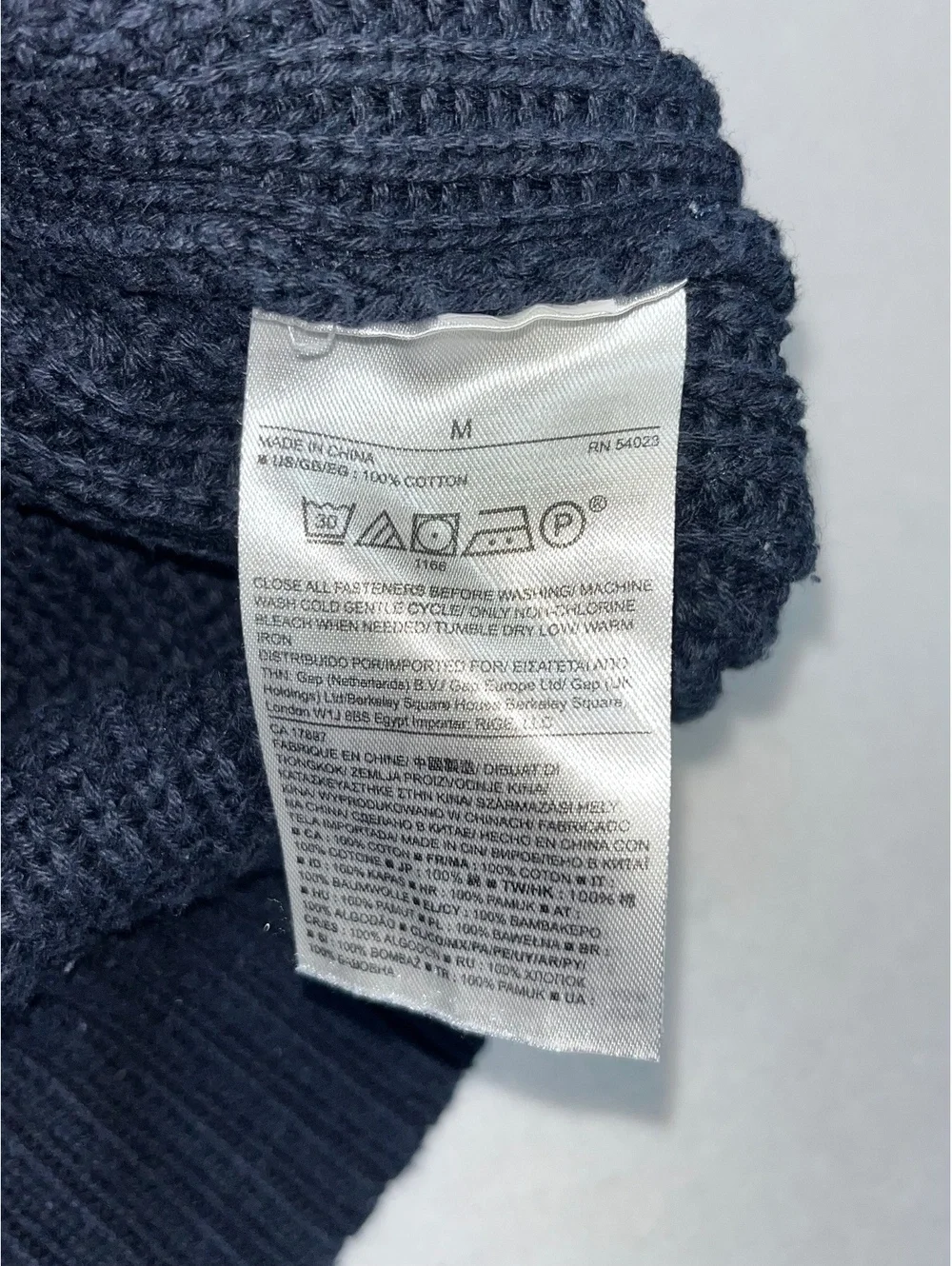 Banana Republic Men's Medium Navy and Gray Ribbed Knit Button-Up Sweater